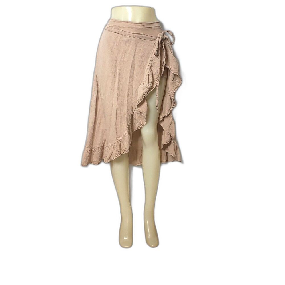 Tan Lightweight Guaze Wrap Skirt with Attached Shorts Womens Size Small